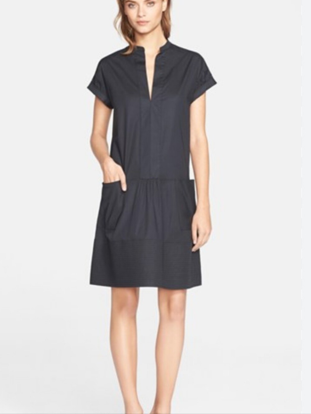 Vince Black Roll Sleeve Dress Relaxed Fit Size Small